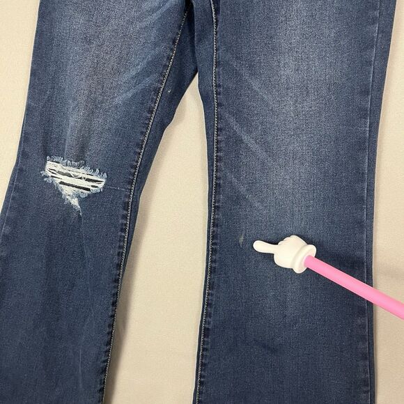 No Boundaries Womens Size 11 Denim Blue Jeans Bell Bottoms Flare Leg Distressed - Picture 3 of 7